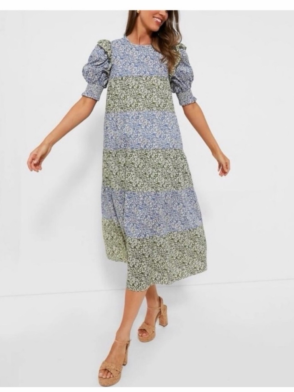 HYACINTH HOUSE Green & Blue Floral
Barton Midi Dress